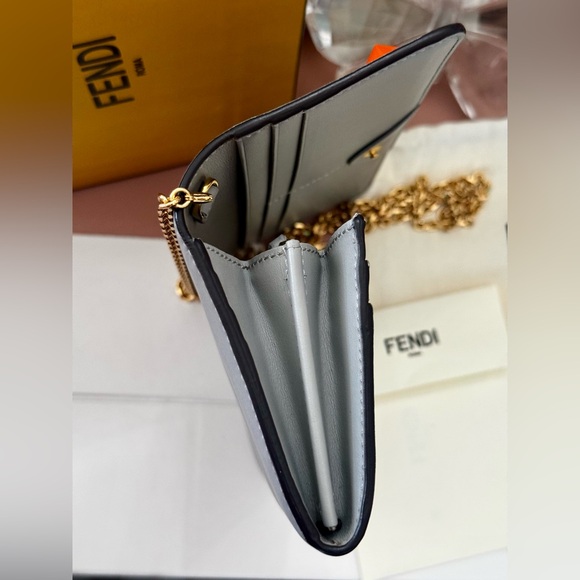 Fendi Grey Multi Stud Contential Chain Wallet - Picture 12 of 14